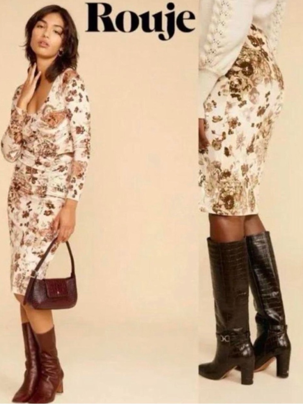 Rouje Floral Ruched Floral Midi Set